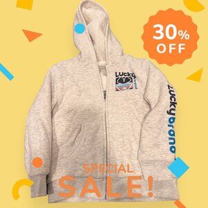 Lucky Brand Sweatshirt Fuzzy Inside Size 5/6 Girl Boy Light Gray Zip Up Hoodie